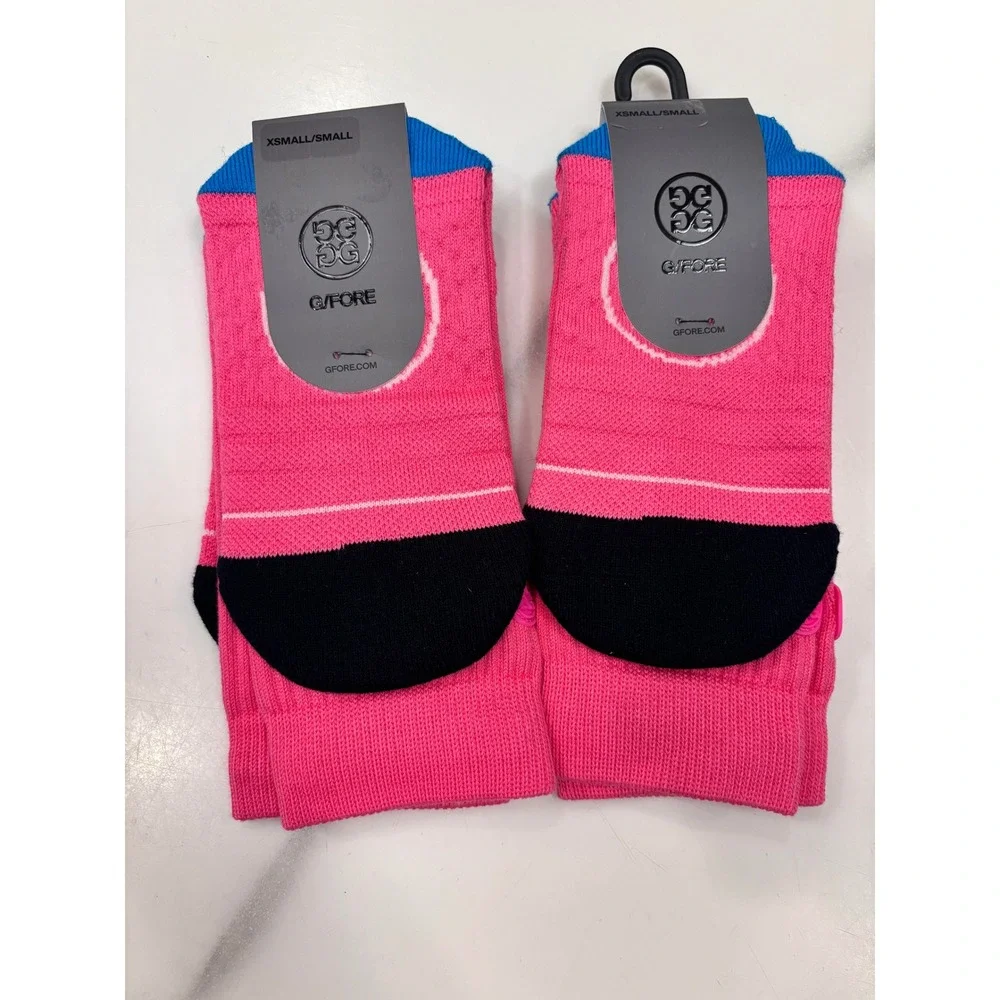 G/FORE Womens Pray For Birdies Crew Socks Knockout Pink XS/S 5-8